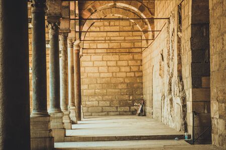view inside old mosque at cairo egyptのeditorial素材