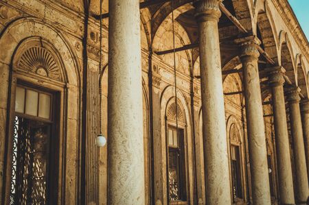cairo, egypt, february 25,2017: columns building inside old mosque at cairo citadel in egyptのeditorial素材
