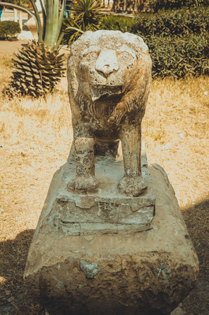 cairo, egypt, february 25,2017: lion statue at cairo citadel backgroundのeditorial素材