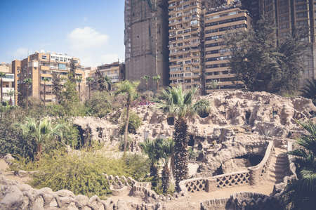 cairo, egypt view inside fish garden in sunny dayの写真素材