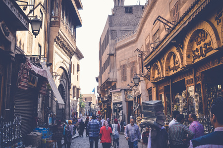 cairo, egypt, april 15, 2017: people walking in muizz streetのeditorial素材