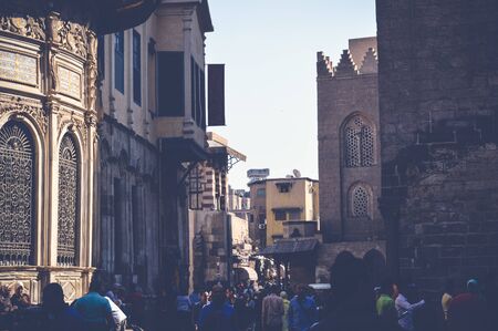 cairo, egypt, april 15, 2017: people walking in muizz streetのeditorial素材
