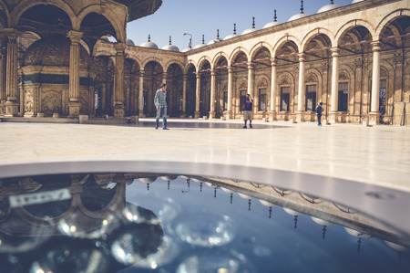 cairo, egypt, april 22, 2017: view inside muhammad ali mosque with reflection at cairo citadelのeditorial素材