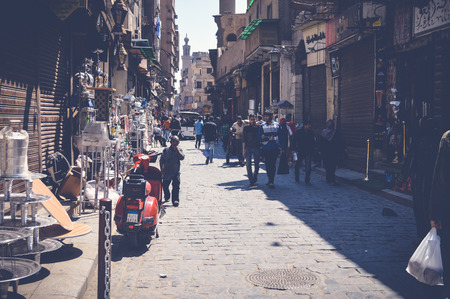 cairo, egypt, april 15, 2017: view of people at muizz streetのeditorial素材