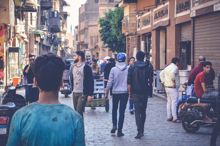 cairo, egypt, april 15, 2017: view of people at muizz streetのeditorial素材
