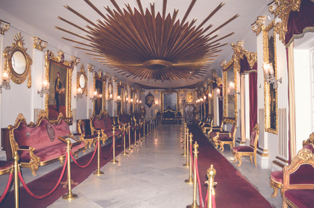 cairo, egypt, may 6, 2017: view inside throne hall of muhammad ali at manial palace