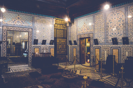 cairo, egypt, may 6, 2017: view inside residence hall of muhammad ali at manial palace