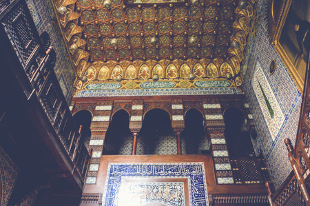 Cairo, Egypt, May 6, 2017: View of roof inside residence hall of muhammad ali at manial palaceのeditorial素材