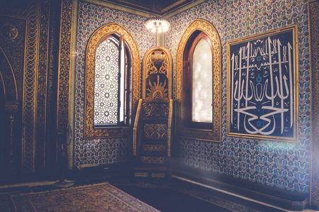 cairo, egypt, may 6, 2017: view inside mosque of muhammad ali at manial palaceのeditorial素材