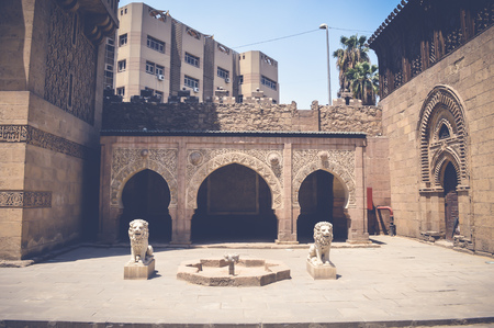 cairo, egypt, may 6, 2017: view of lion statue outside manial Palaceのeditorial素材