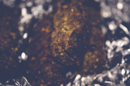 kofta kebabs on aluminum foil paper