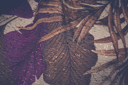 colorful flowers on fabric texture backgroundの写真素材