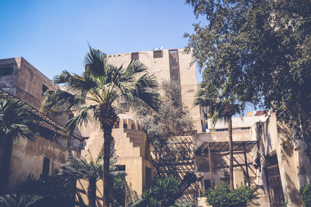 cairo, egypt, april 15, 2017: view of garden with old building at bayt al-suhaymiのeditorial素材