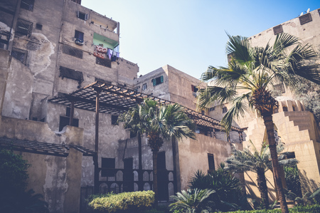 cairo, egypt, april 15, 2017: view of garden with old building at bayt al-suhaymiのeditorial素材