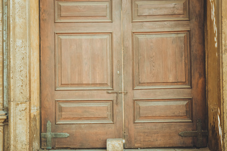 view of old wooden doorの写真素材