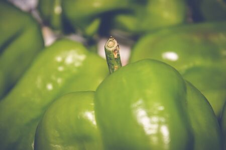 closeup of green peppersの写真素材