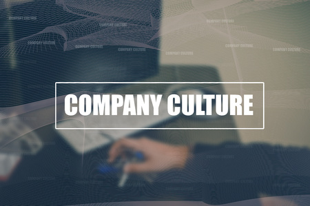 company culture with blurring business office background, businessman working on computer in officeの写真素材