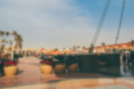 blurred background of open air shopping mallの写真素材