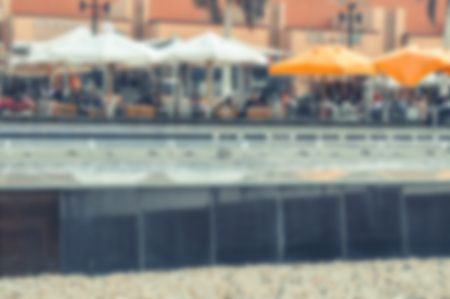 blurred background of open air shopping mallの写真素材