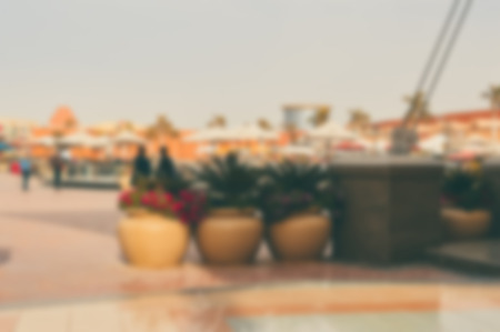 blurred background of open air shopping mallの写真素材