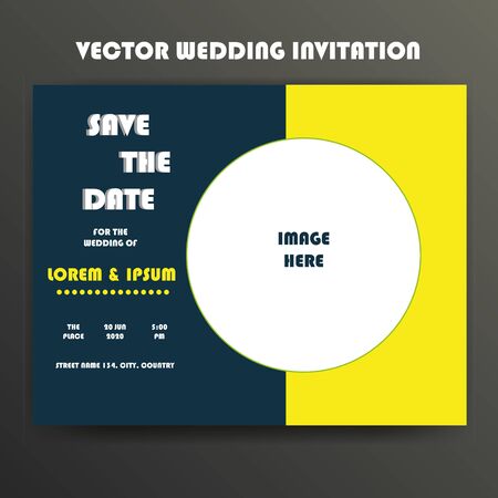vector yellow blue wedding invitation templateのイラスト素材