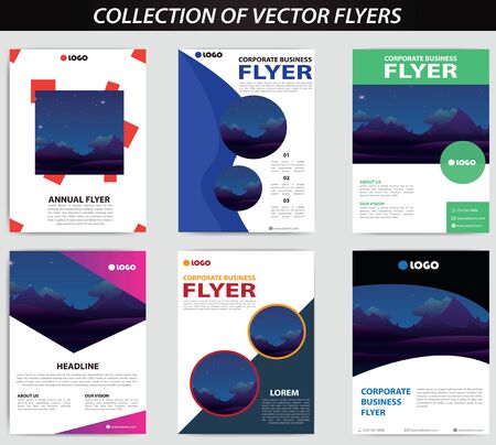 collection of flyers, mega pack brochure design template, vector business cover setのイラスト素材