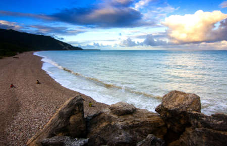 Beautiful rocks at the beach, Kolobano Beach Indonesiaの写真素材