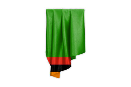 Zambia Flag with a beautiful glossy silk texture with selection path - 3D Illustrationの写真素材