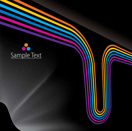 Abstract colorful bent stripes background with black copy space.のイラスト素材