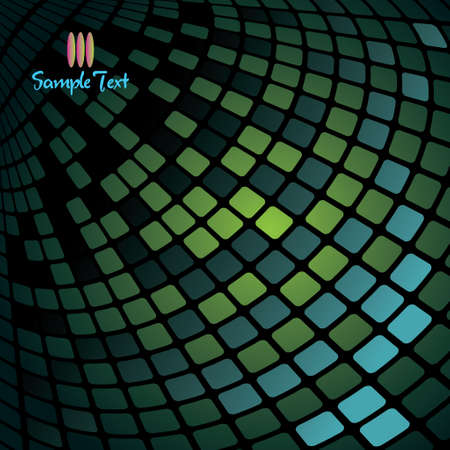 Abstract blue and green lights 3D mosaic horizontal background.のイラスト素材