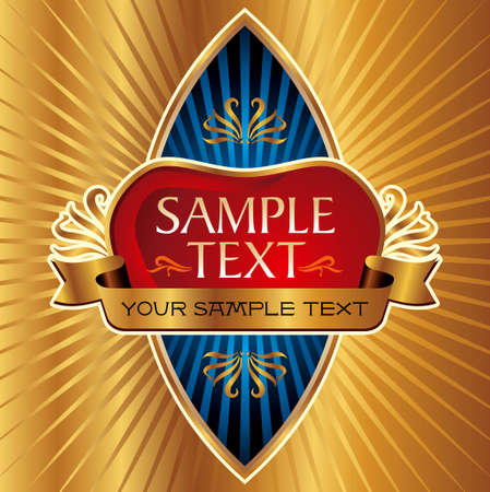 Background with ornament and golden ribbonのイラスト素材