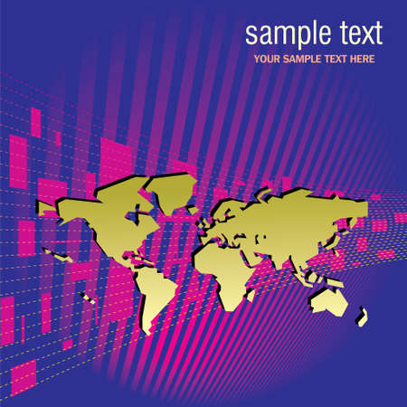 Striped business brochure design with  mapのイラスト素材