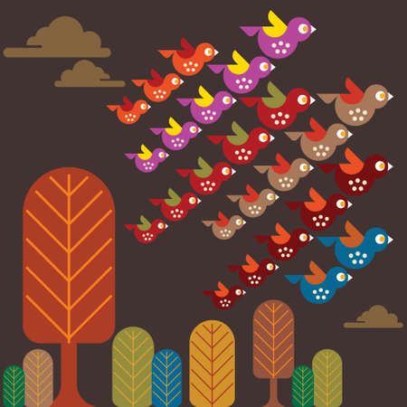 Take flight with birds of paradise and branch nature illustration - ?のイラスト素材