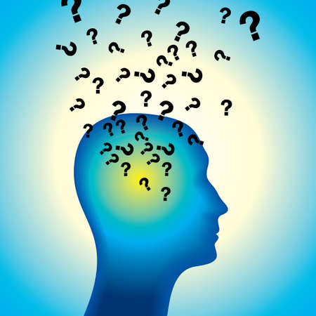 Man thinking many question - Illustration