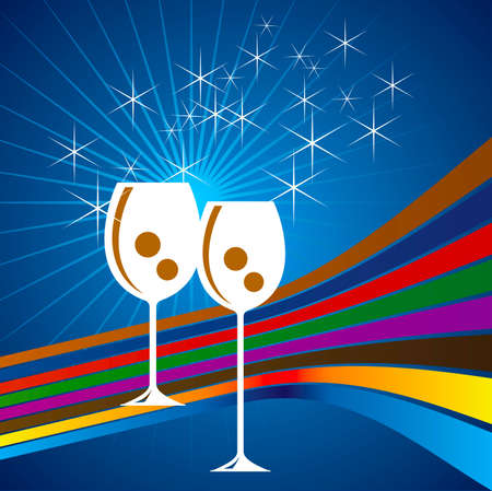 glasses with champagne against festive lights backgroundのイラスト素材