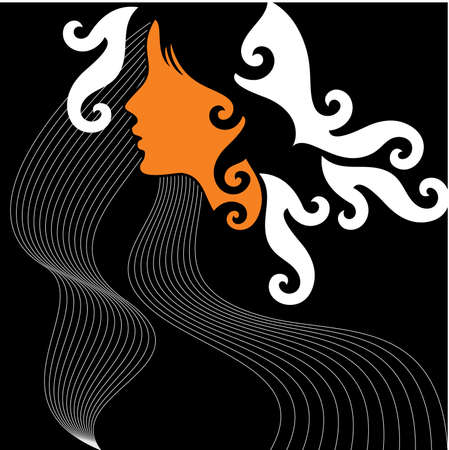 Beautiful woman silhouetteのイラスト素材