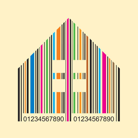 Bar-code house illustration  - Illustrationのイラスト素材