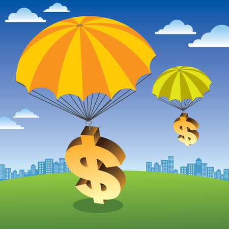 Abstract dollar high sky hot air balloon. - Illustrationのイラスト素材