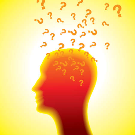 human head with question mark tags Illustrationのイラスト素材