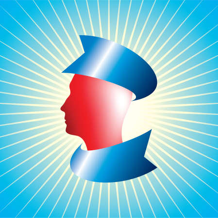 head silhouette with ribbonのイラスト素材