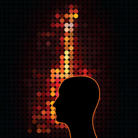 Conceptual technological background with human headのイラスト素材