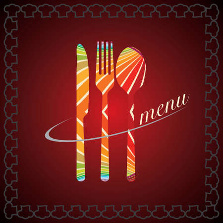 illustration of template for menu card with cutlery - Illustrationのイラスト素材