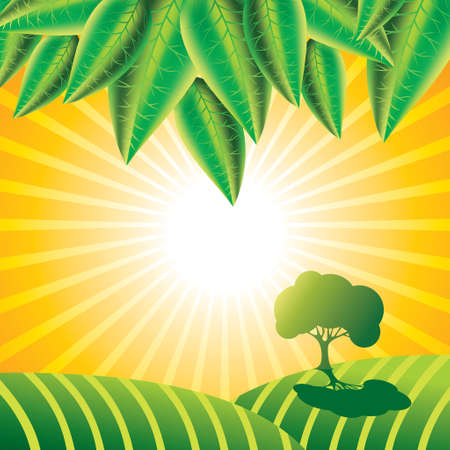 Summer landscape with trees - Illustrationのイラスト素材