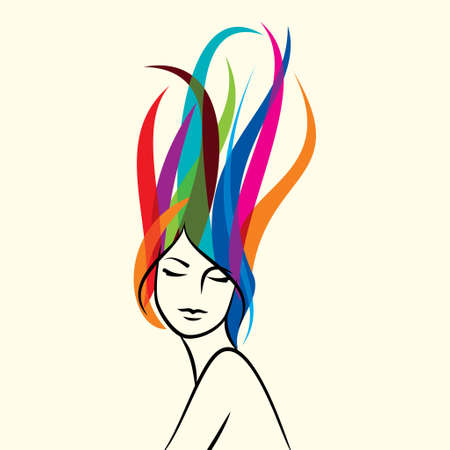 Beautiful woman silhouetteのイラスト素材