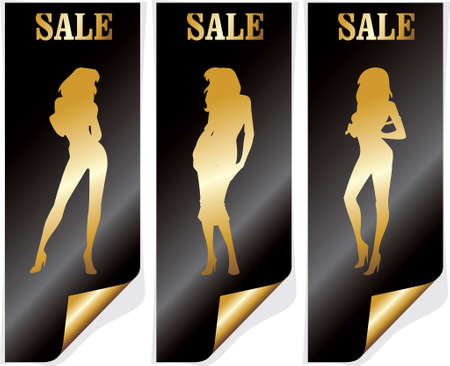 woman on big winter shopping sale .Sale poster vector illustration.のイラスト素材