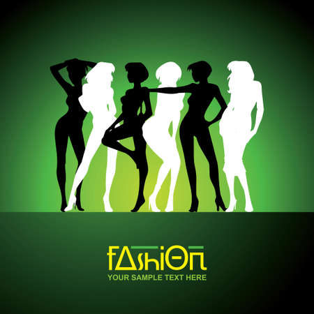 silhouette of fashion girls - Illustrationのイラスト素材