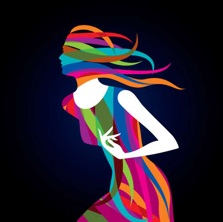 Beautiful fashion women with abstract elements - Illustrationのイラスト素材