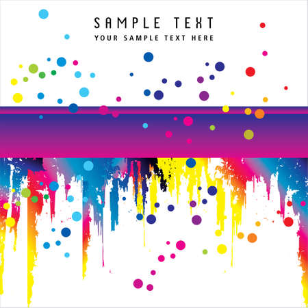 Bright paint spot with splashes and text art can be used like template.のイラスト素材