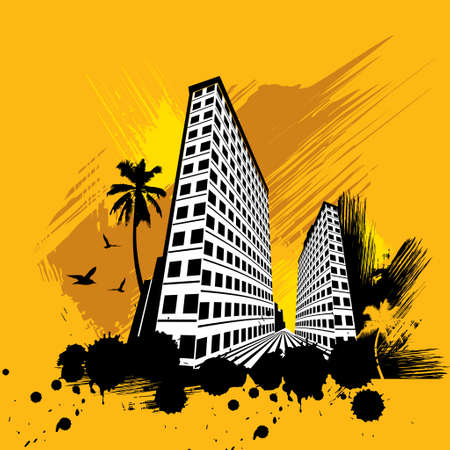 Tropical Cityscape Background - Illustrationのイラスト素材