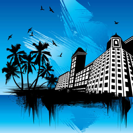 Tropical Cityscape Background - Illustrationのイラスト素材